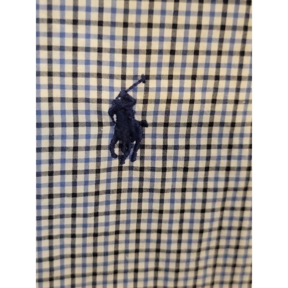 Ralph Lauren Button Down Dress Shirt Size Large‎ Long Sleeve Blue Check - Picture 4 of 5